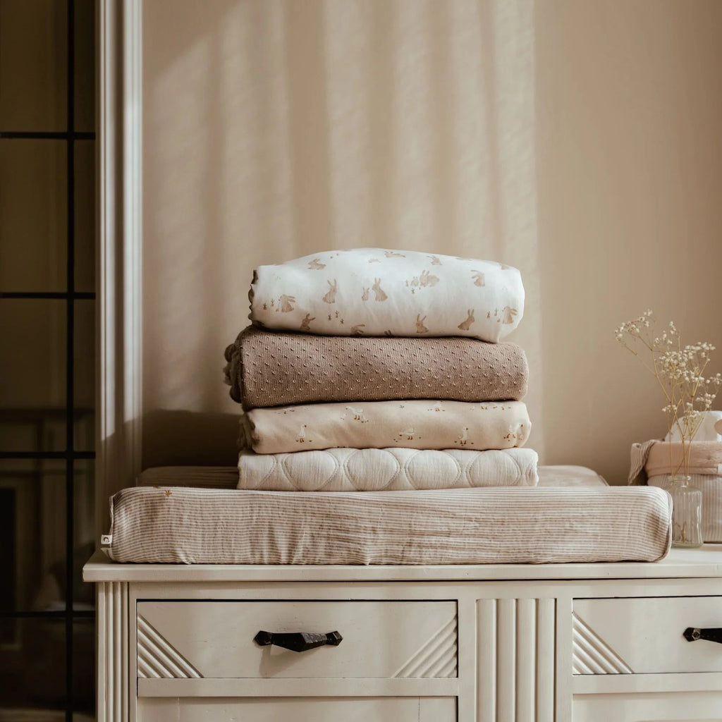 Gebreid wiegdeken - fleece - Beige - Essentials