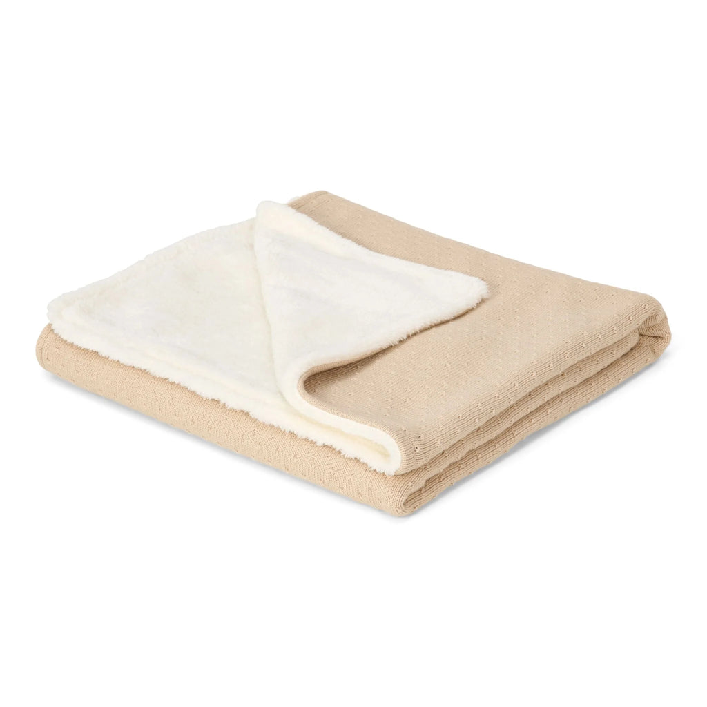Gebreid ledikantdeken - Fleece - Beige - Essentials