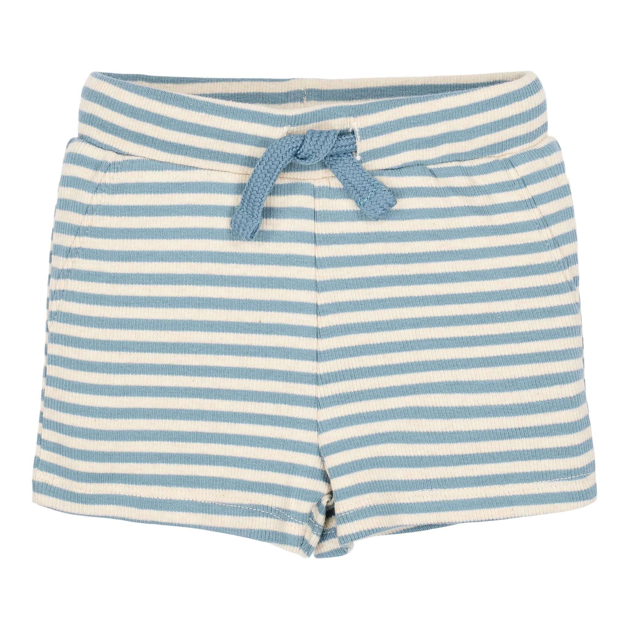 Gestreepte korte broek - Blauw