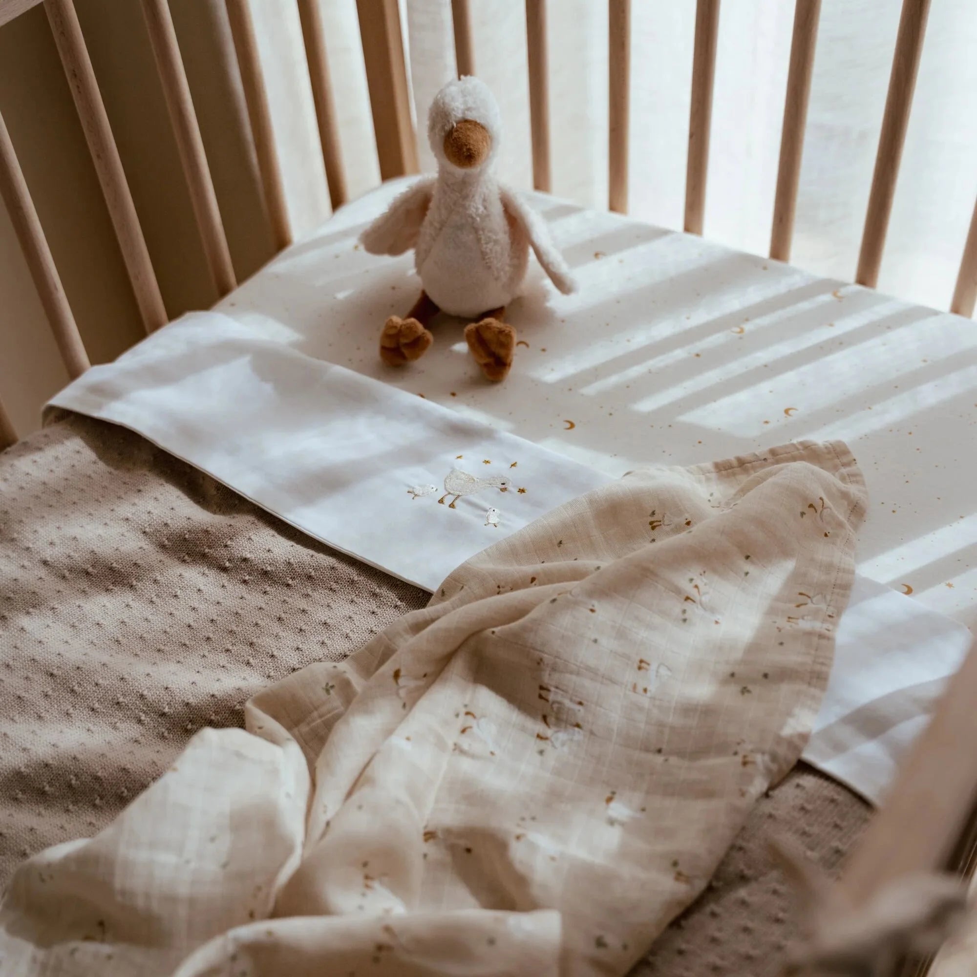 Ledikant hoeslaken - Wit - Newborn Naturals - Little Goose