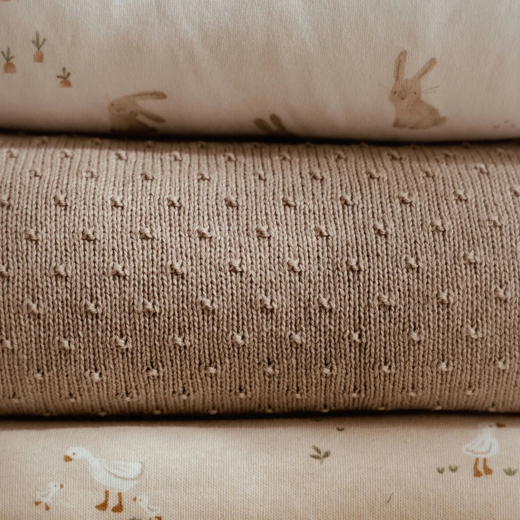 Gebreid ledikantdeken - Fleece - Beige - Essentials