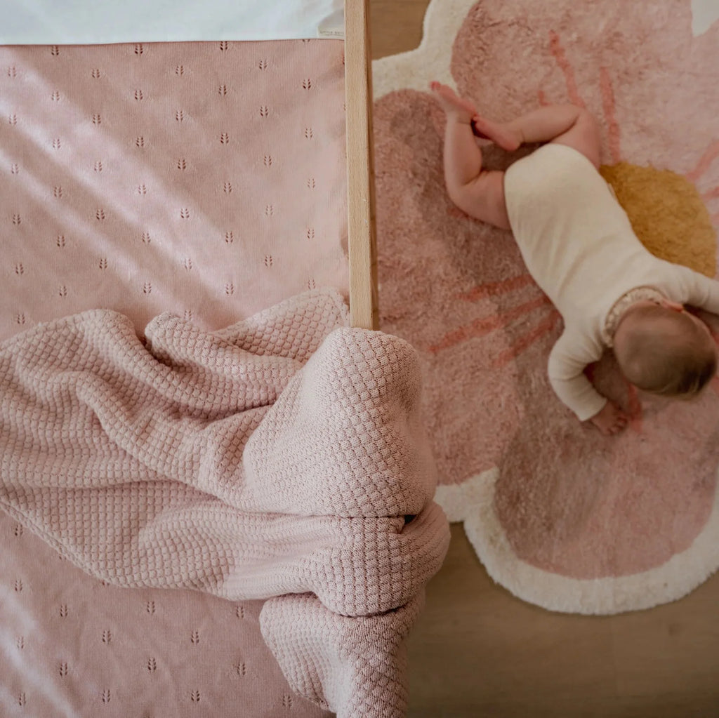 Gebreid wiegdeken - Fleece - Roze - Essentials