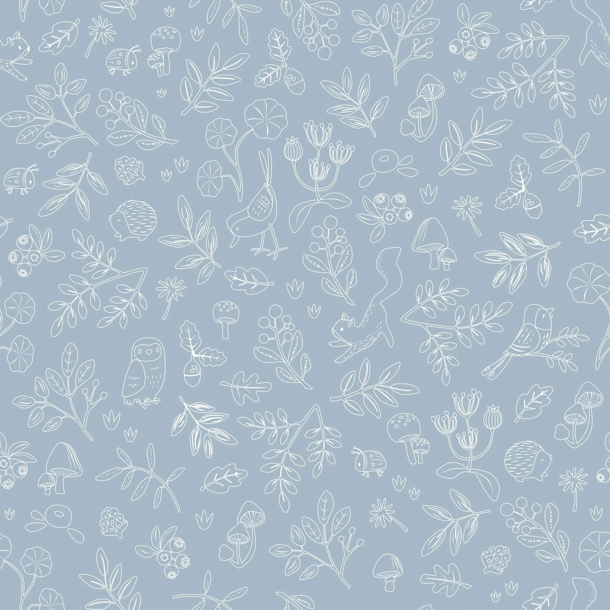 Vliesbehang – Blauw – Forest Friends – Forest Wonder