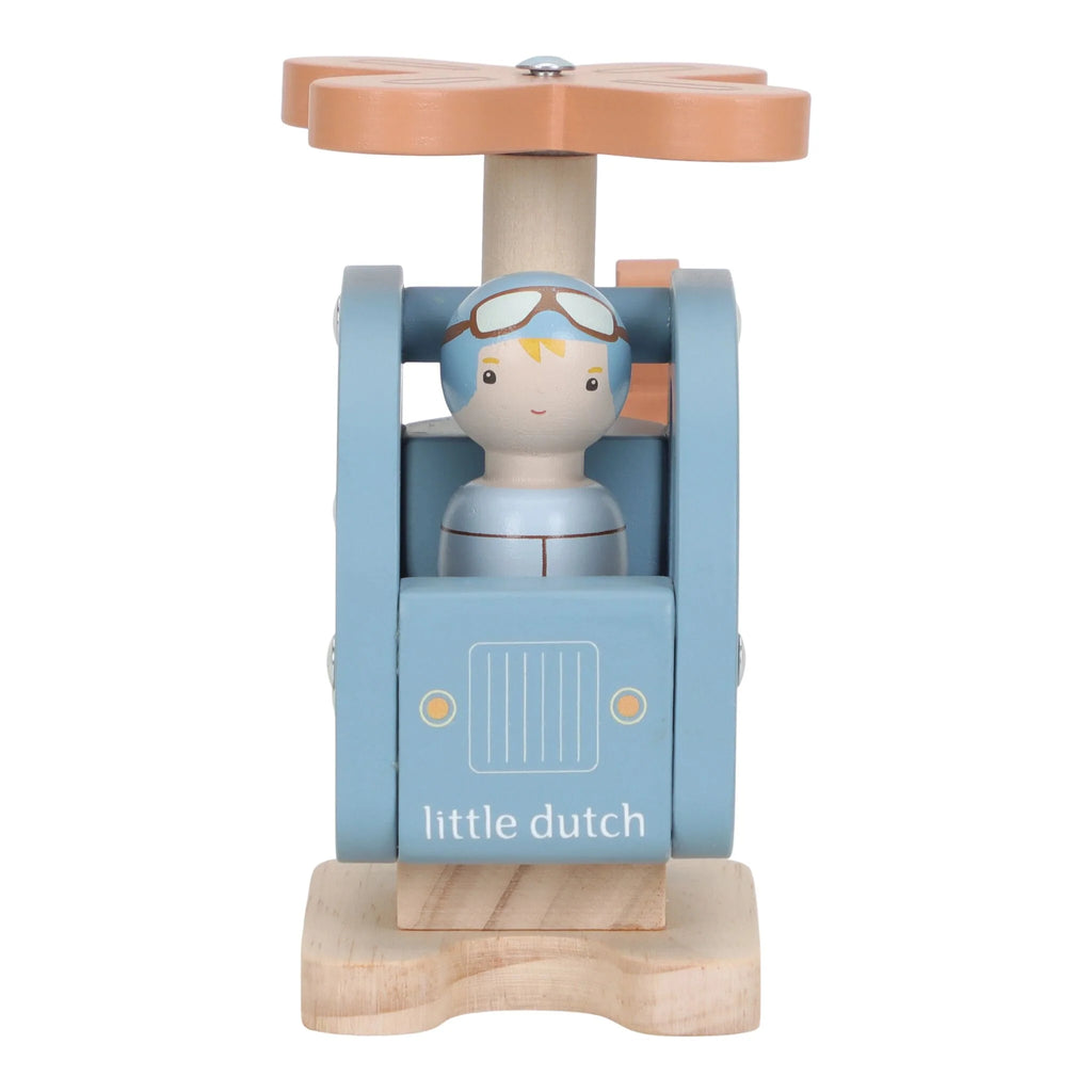 Houten speelgoed helikopter - Blauw