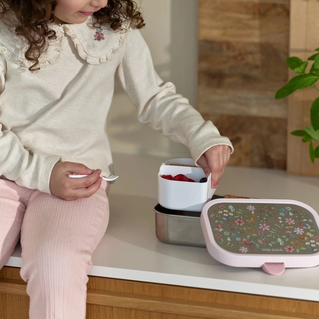 Mepal RVS broodtrommel met vakjes - Roze