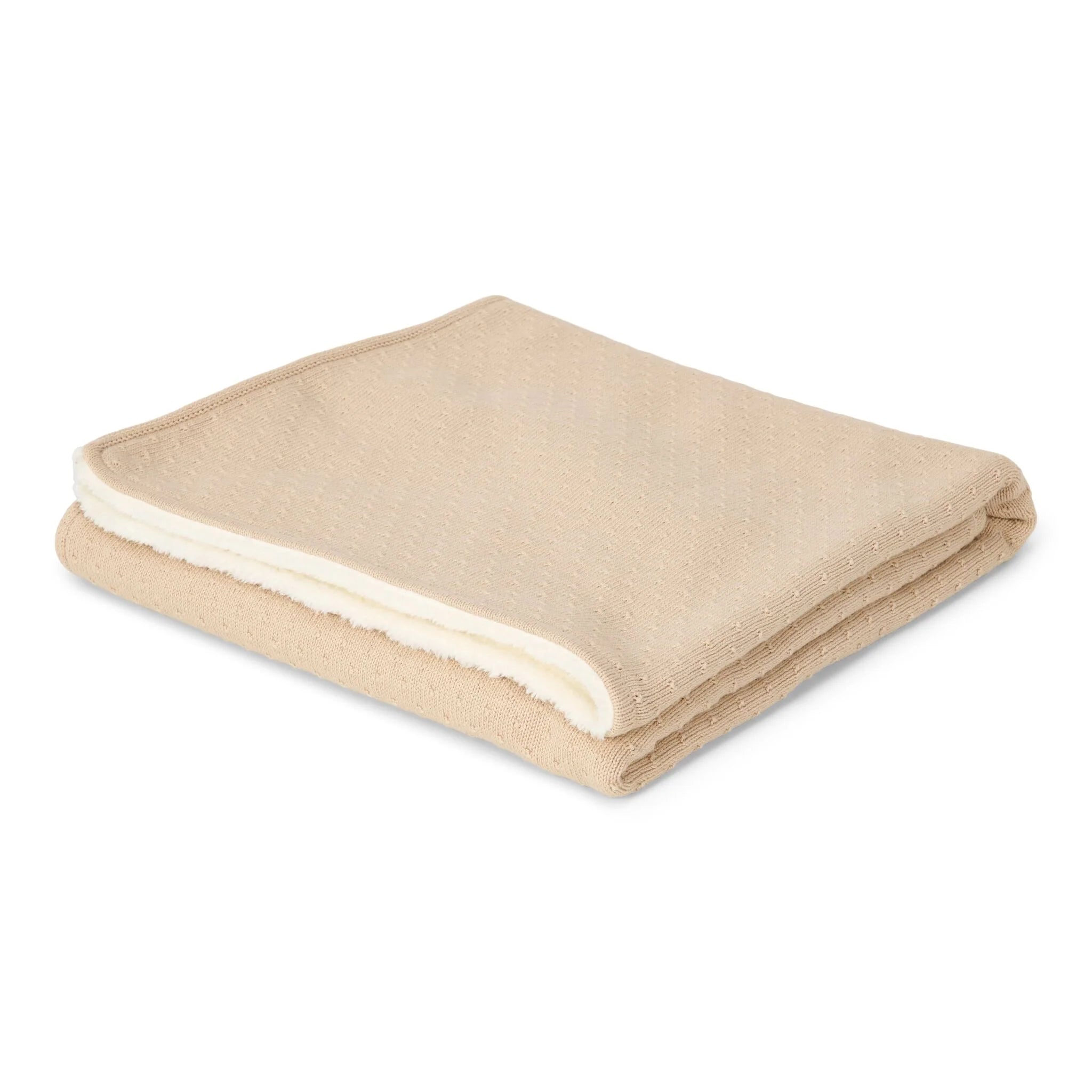 Gebreid ledikantdeken - Fleece - Beige - Essentials