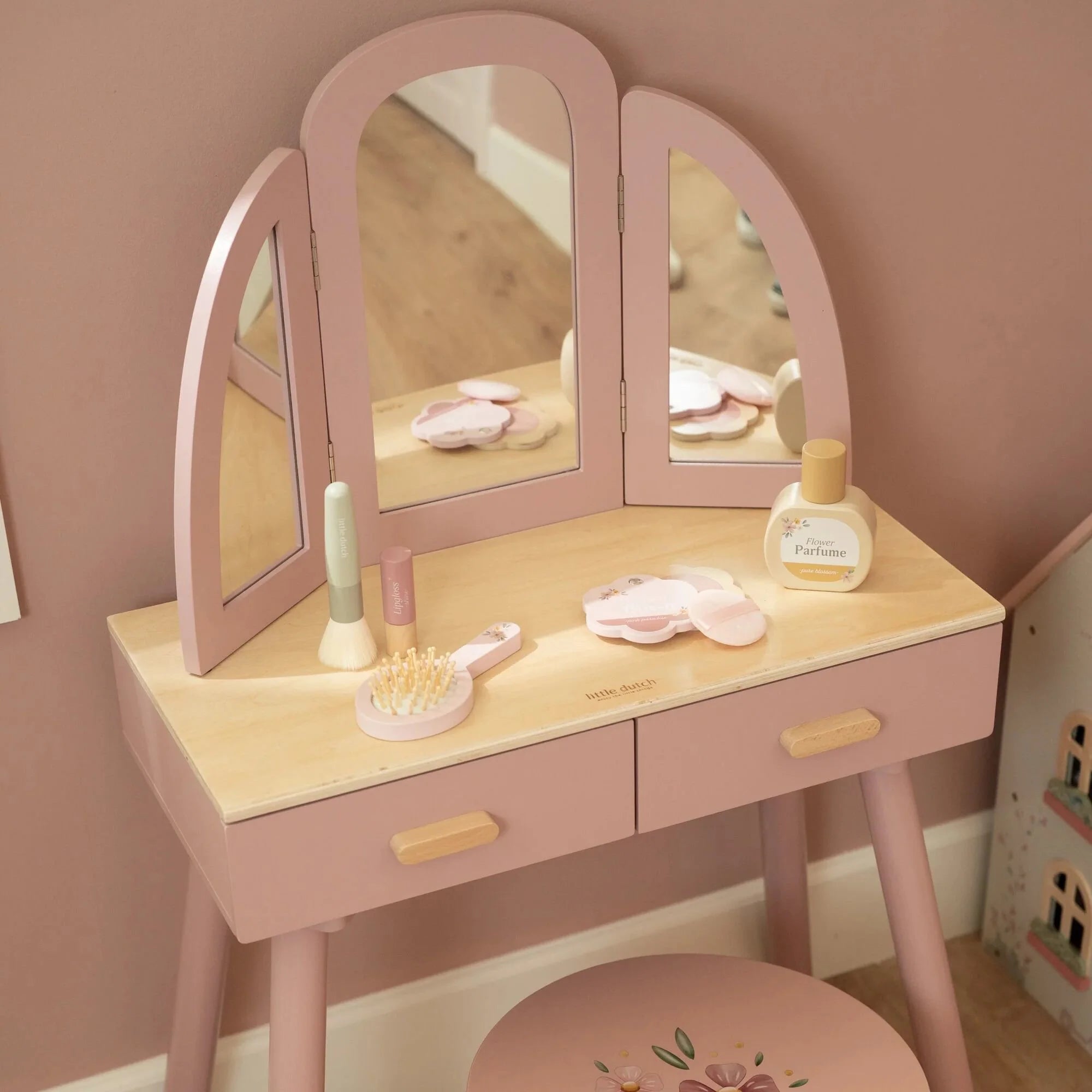 Houten kaptafel groot– Roze – Essentials