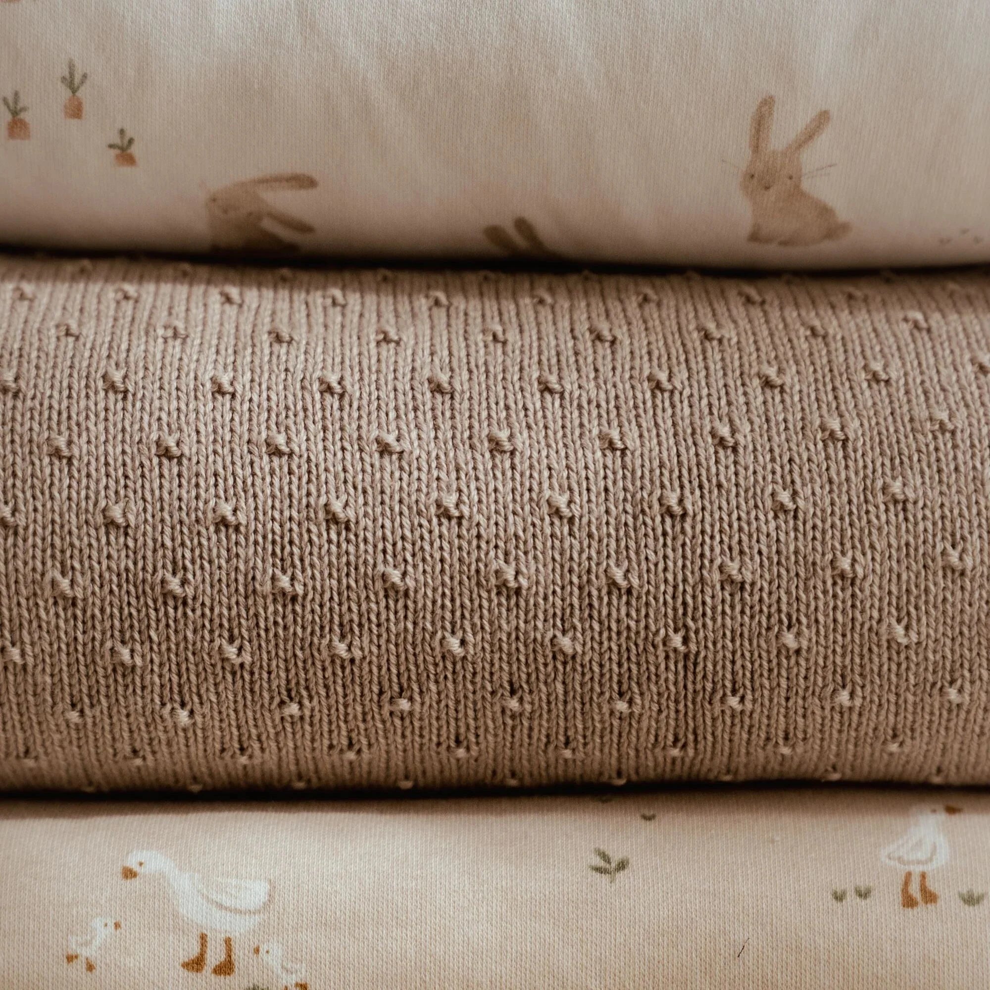 Gebreid wiegdeken - fleece - Beige - Essentials