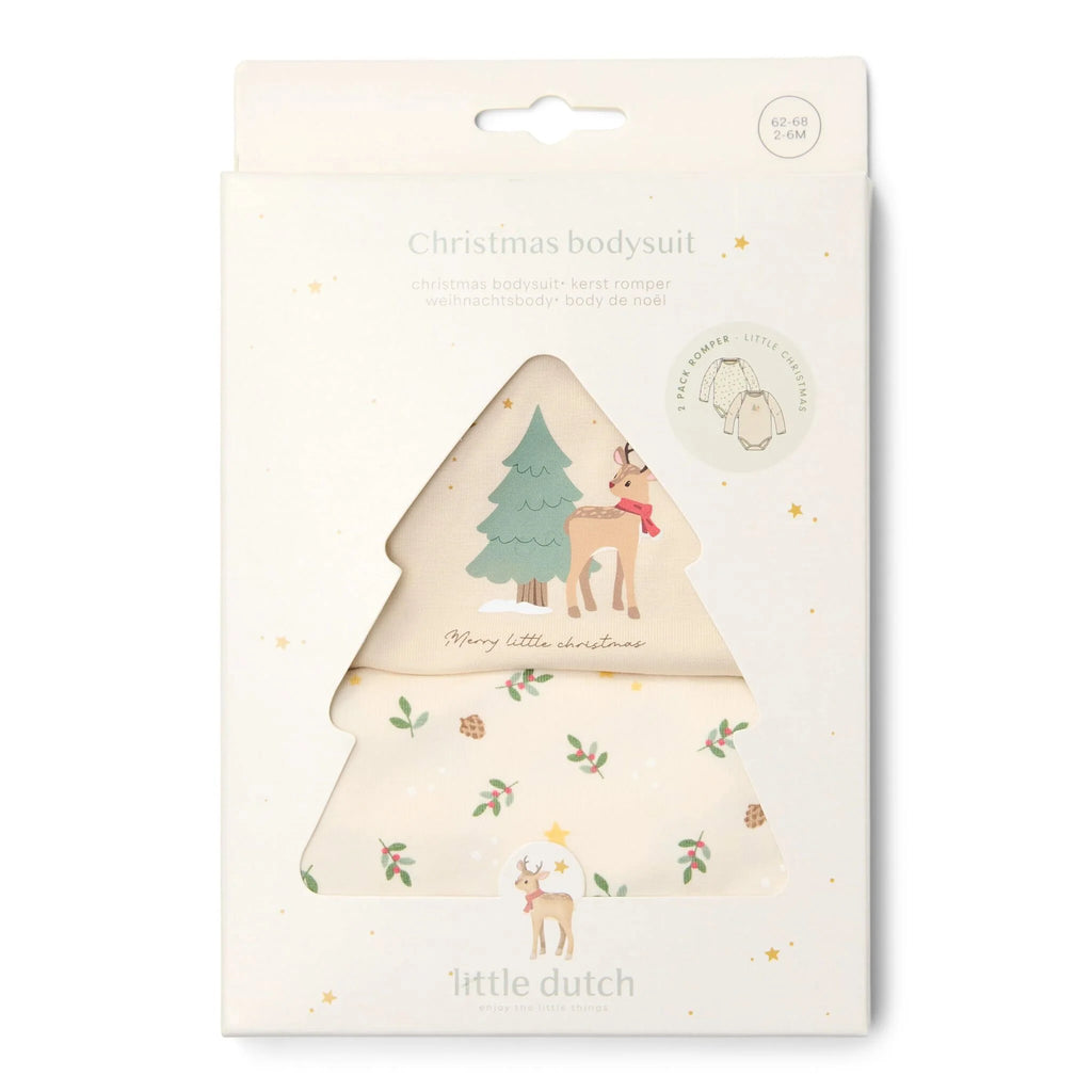 2-pack kerst romper lange mouw – Beige