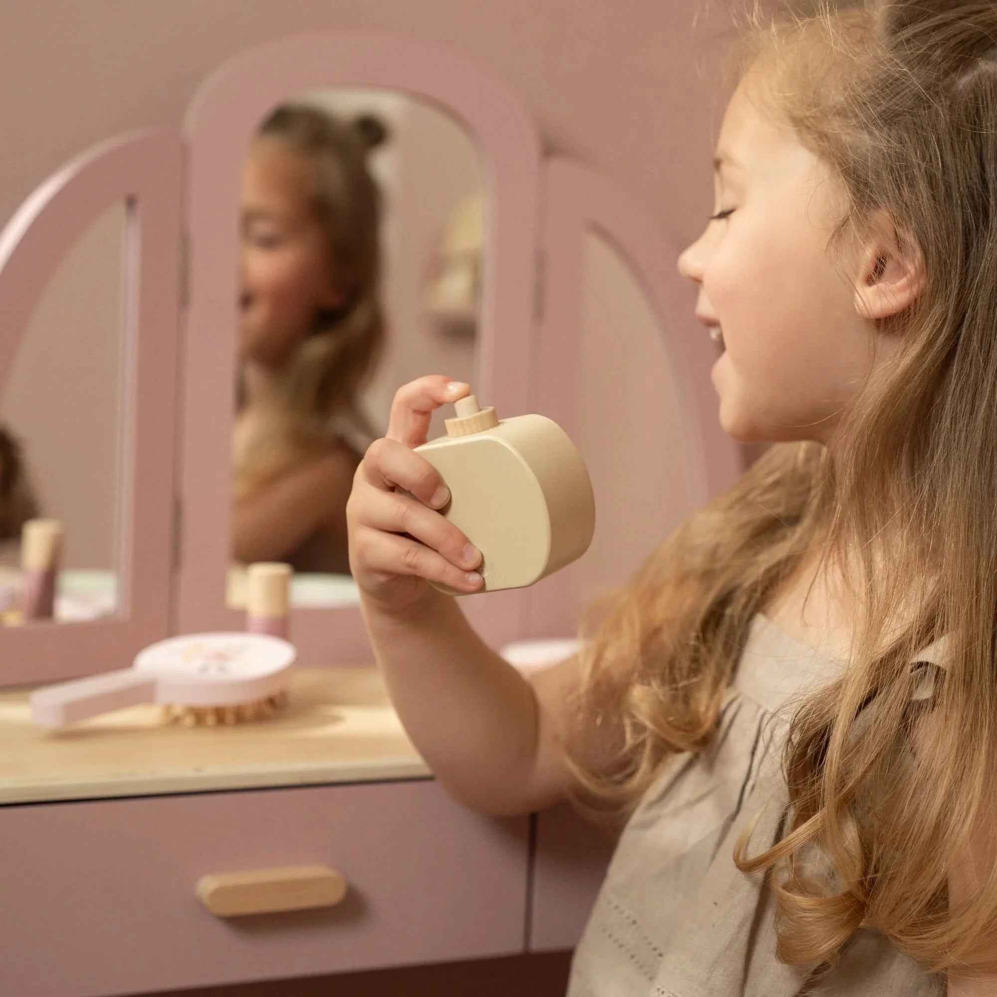 Houten kaptafel groot– Roze – Essentials