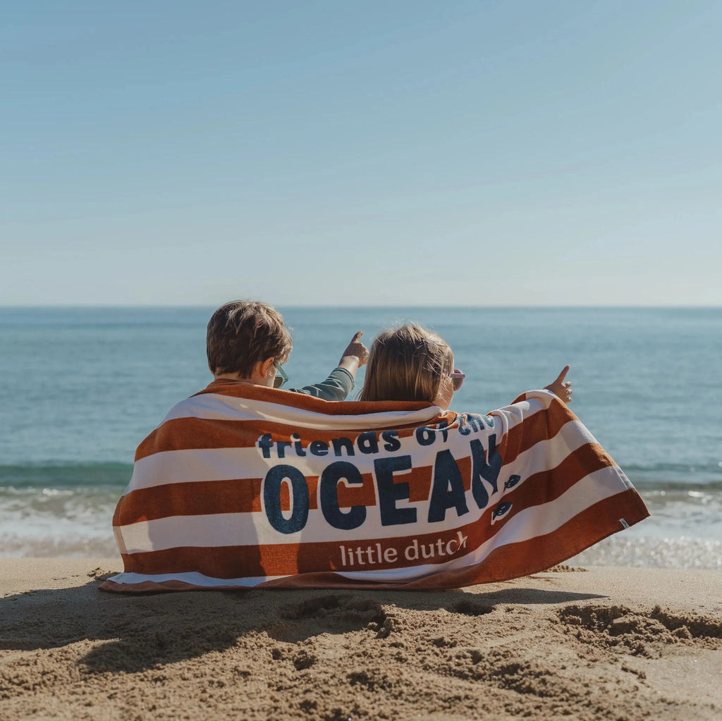 Strandhanddoek - Bruin - Ocean Brown Stripes