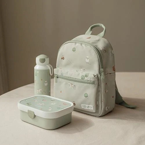 Lunchset - Pop-up drinkfles en lunchbox - Groen - Little Farm