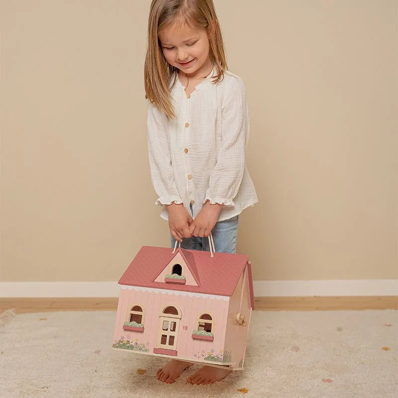 Draagbaar poppenhuis hout
