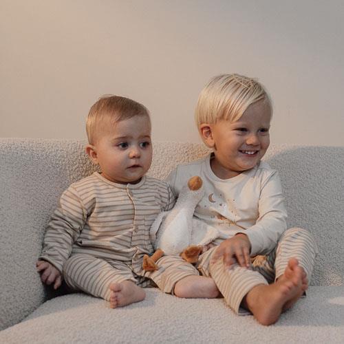 Eendelige pyjama - Zand - Gestreept