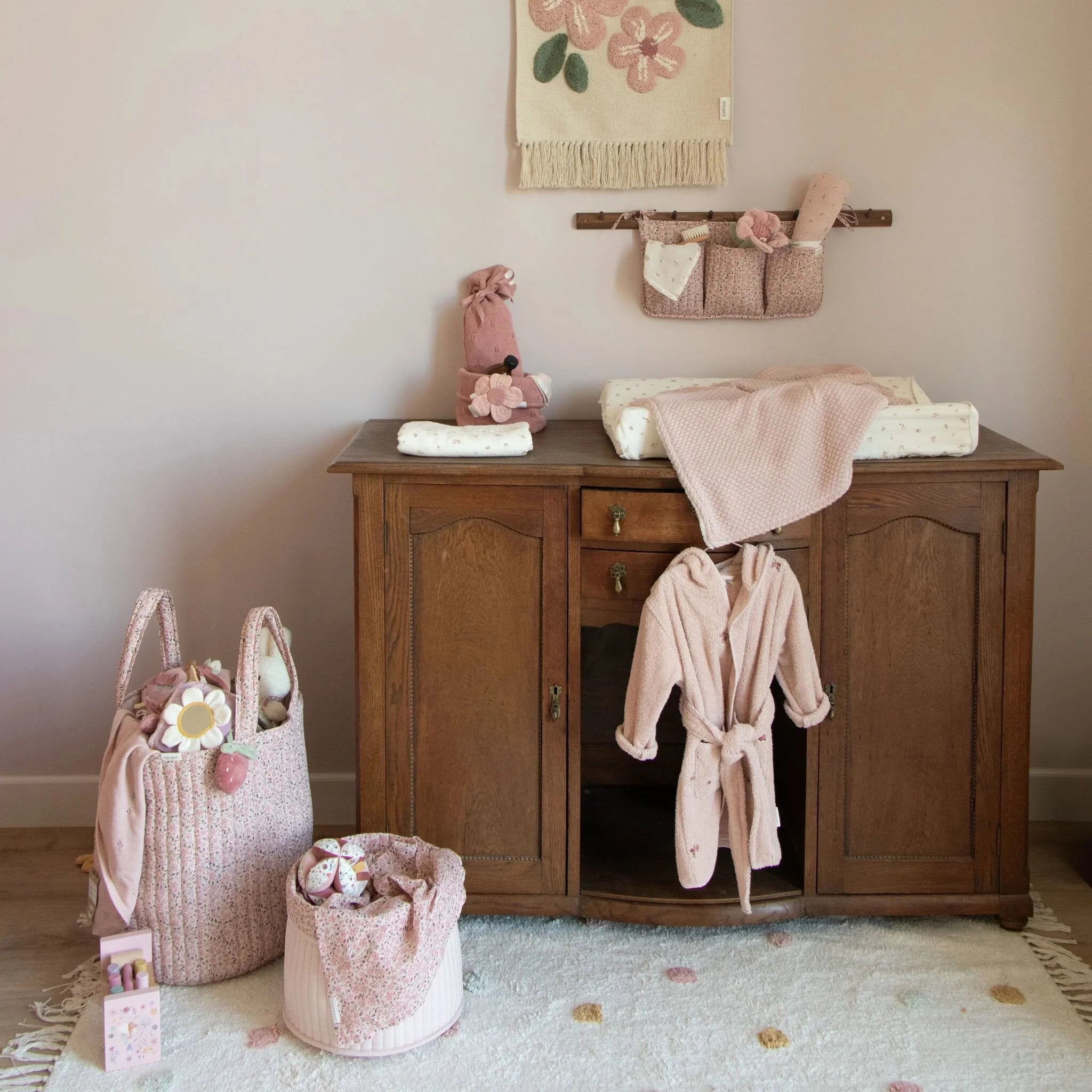 Opbergmand XL - Roze - Fairy Floral