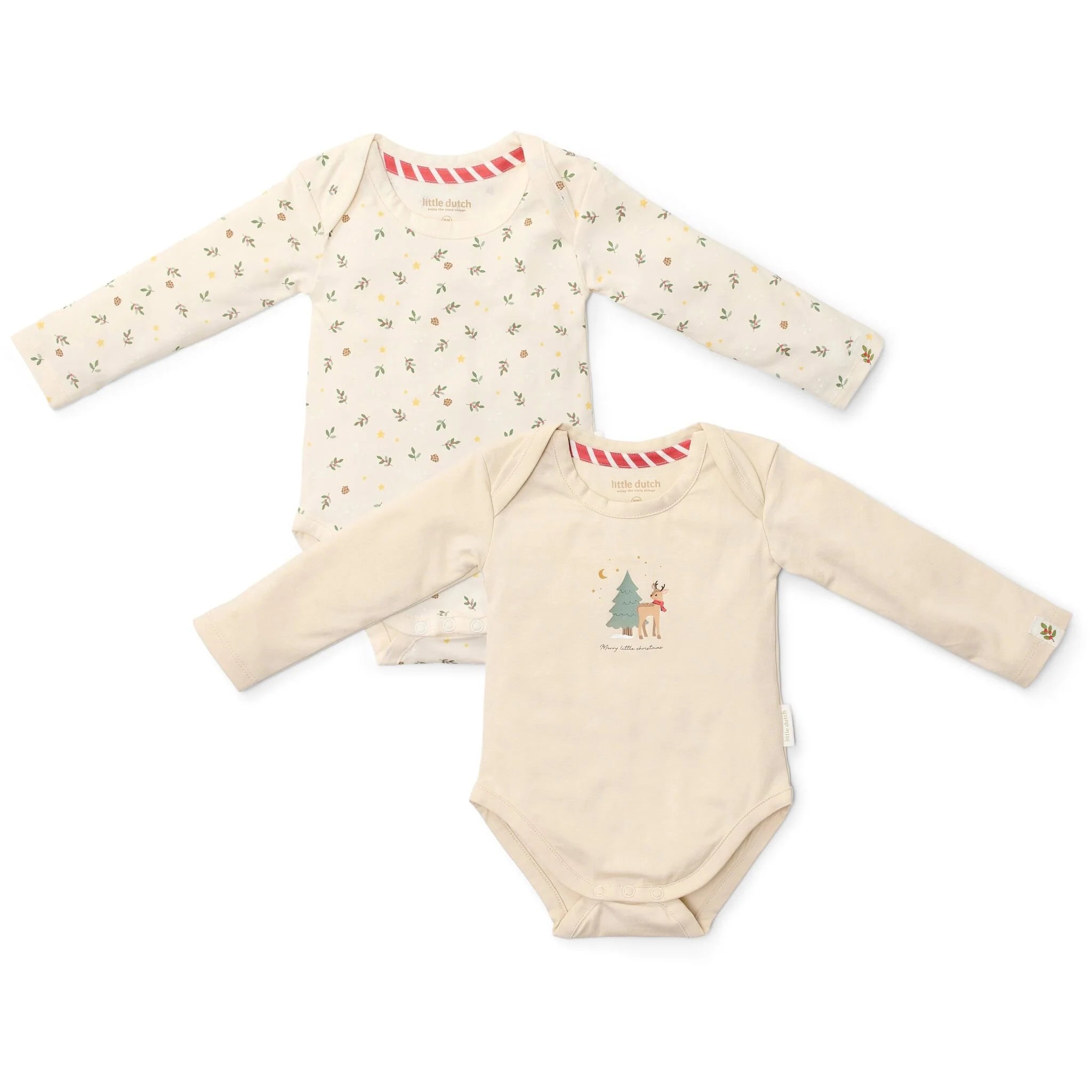 2-pack kerst romper lange mouw – Beige