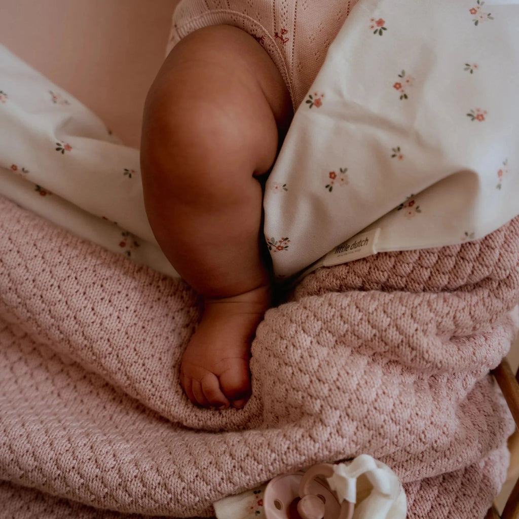Gebreid wiegdeken - Fleece - Roze - Essentials