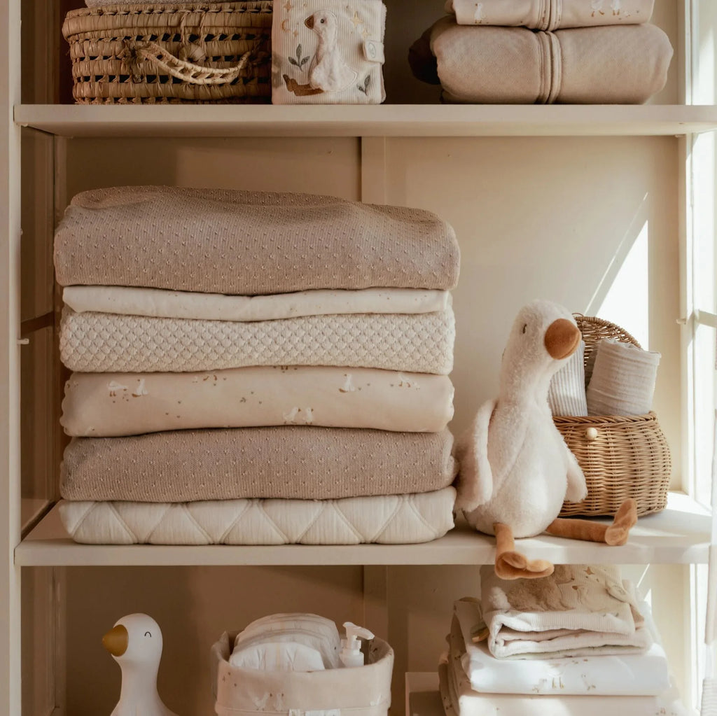Gebreid ledikantdeken - Fleece - Beige - Essentials