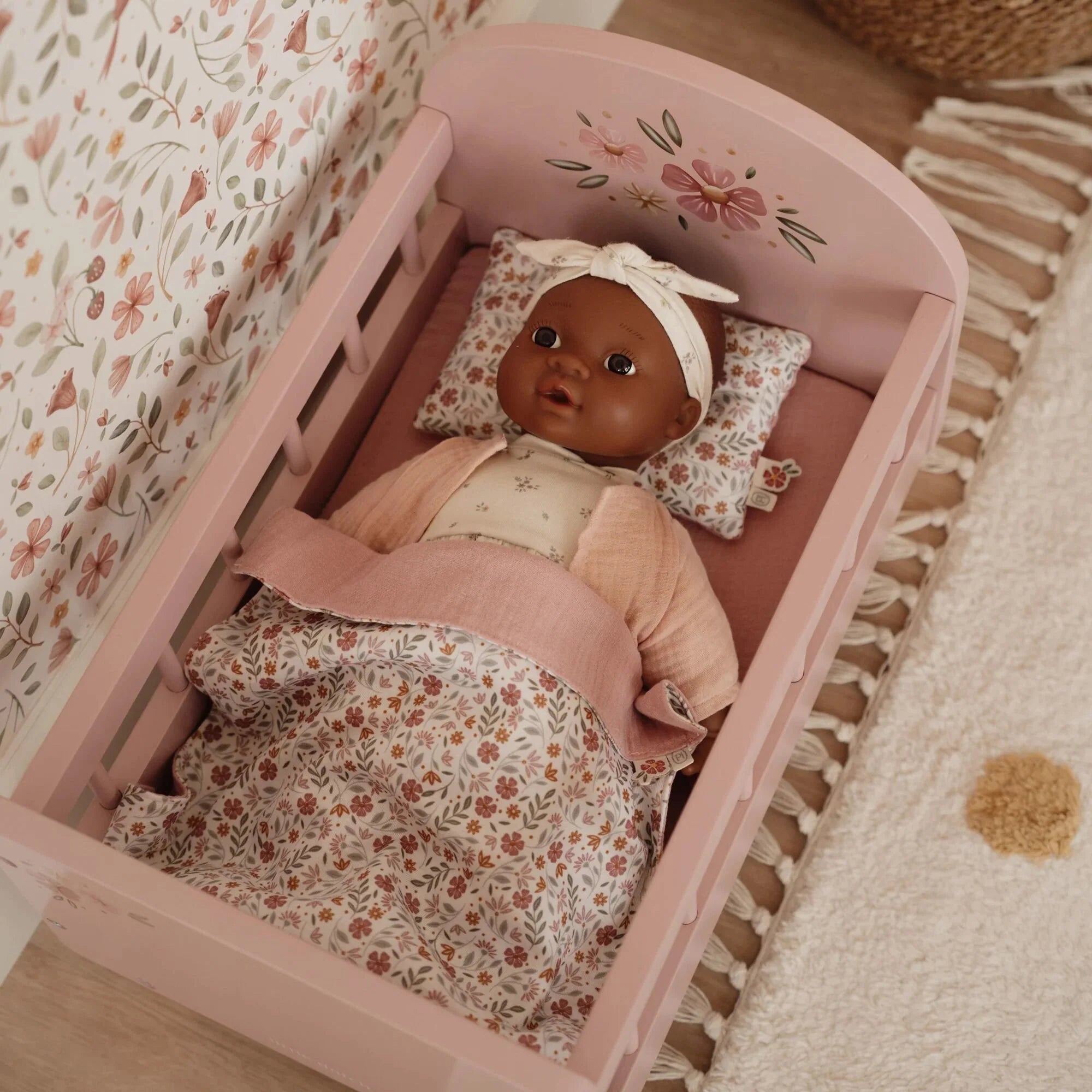 Houten poppenbedje - Roze - Essentials