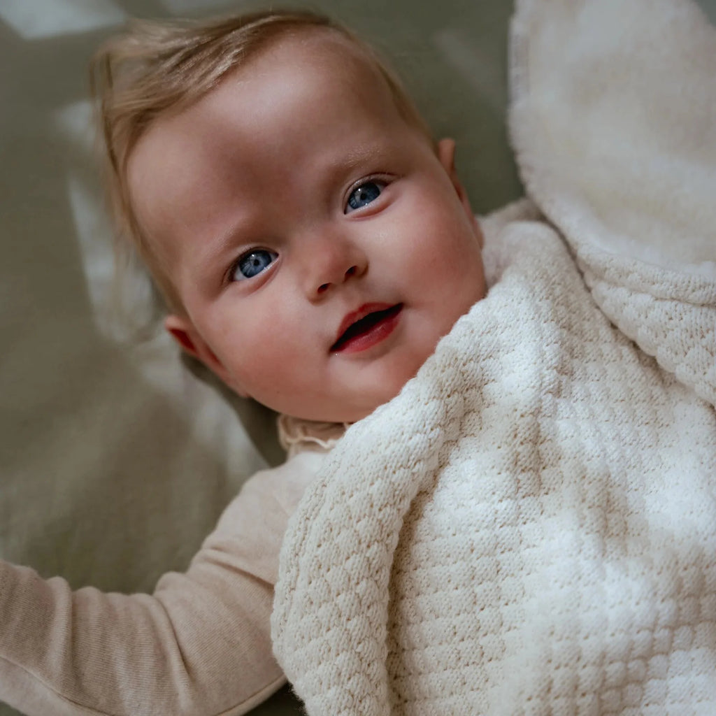 Gebreid ledikantdeken - Fleece – Wit – Essentials