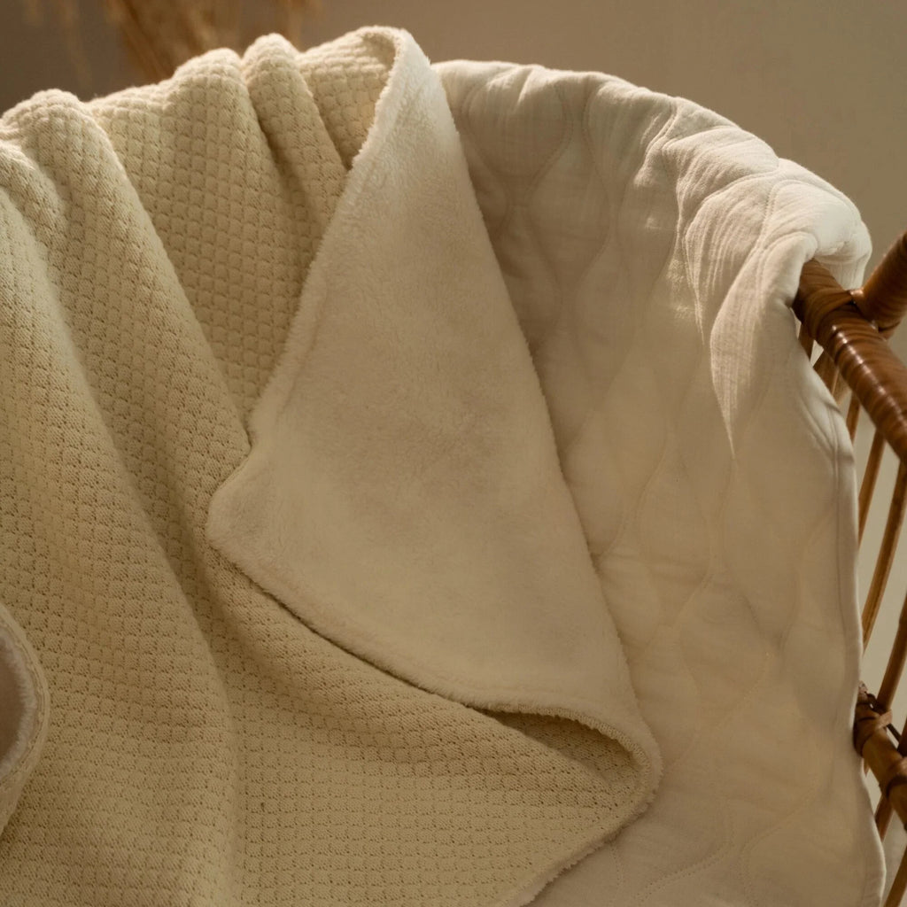 Gebreid wiegdeken - Fleece – Wit – Essentials