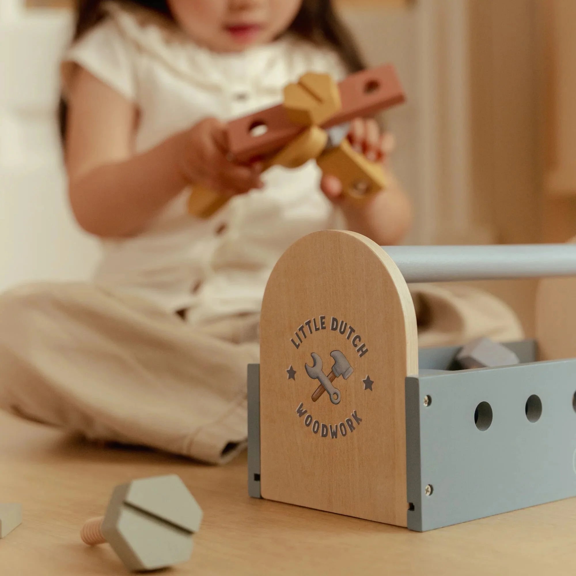 Houten gereedschapskist - Blauw - Essentials