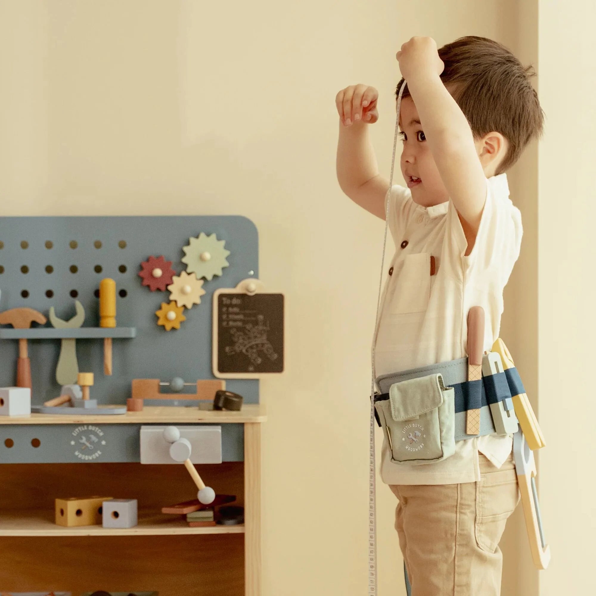 Houten gereedschapsriem - Blauw - Essentials