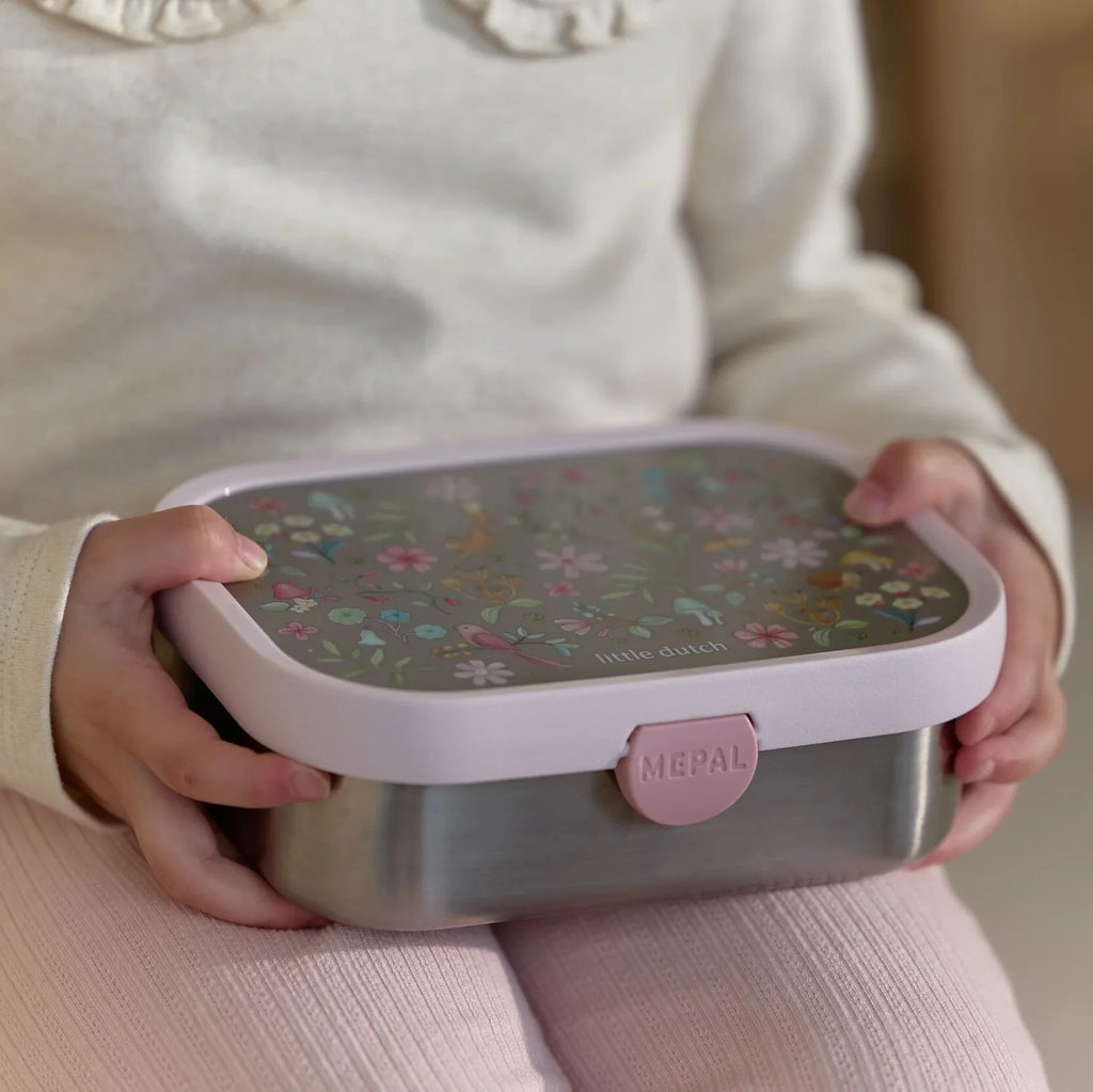 Mepal RVS broodtrommel met vakjes - Roze