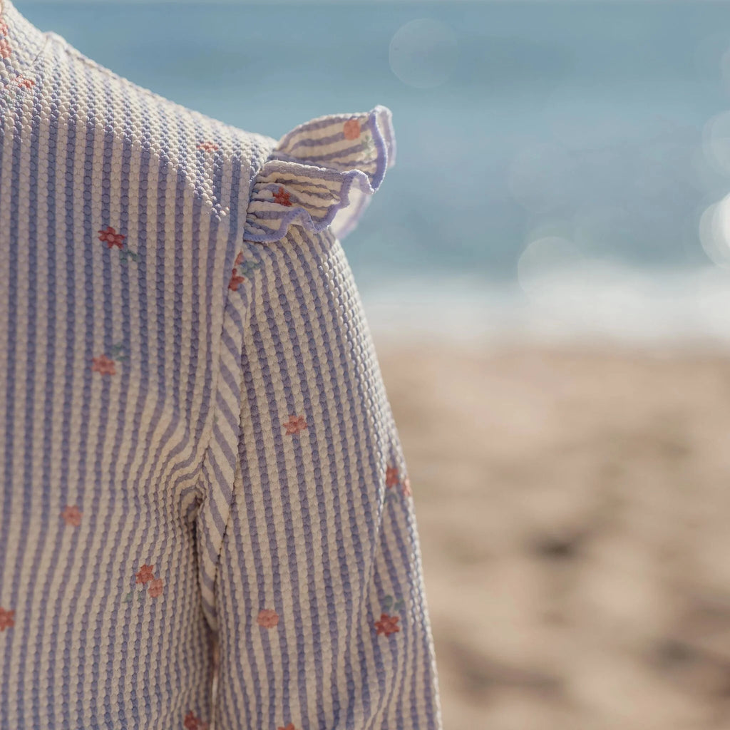 Zwempak lange mouw - UPF 40 - Paars - Dreamy Stripes