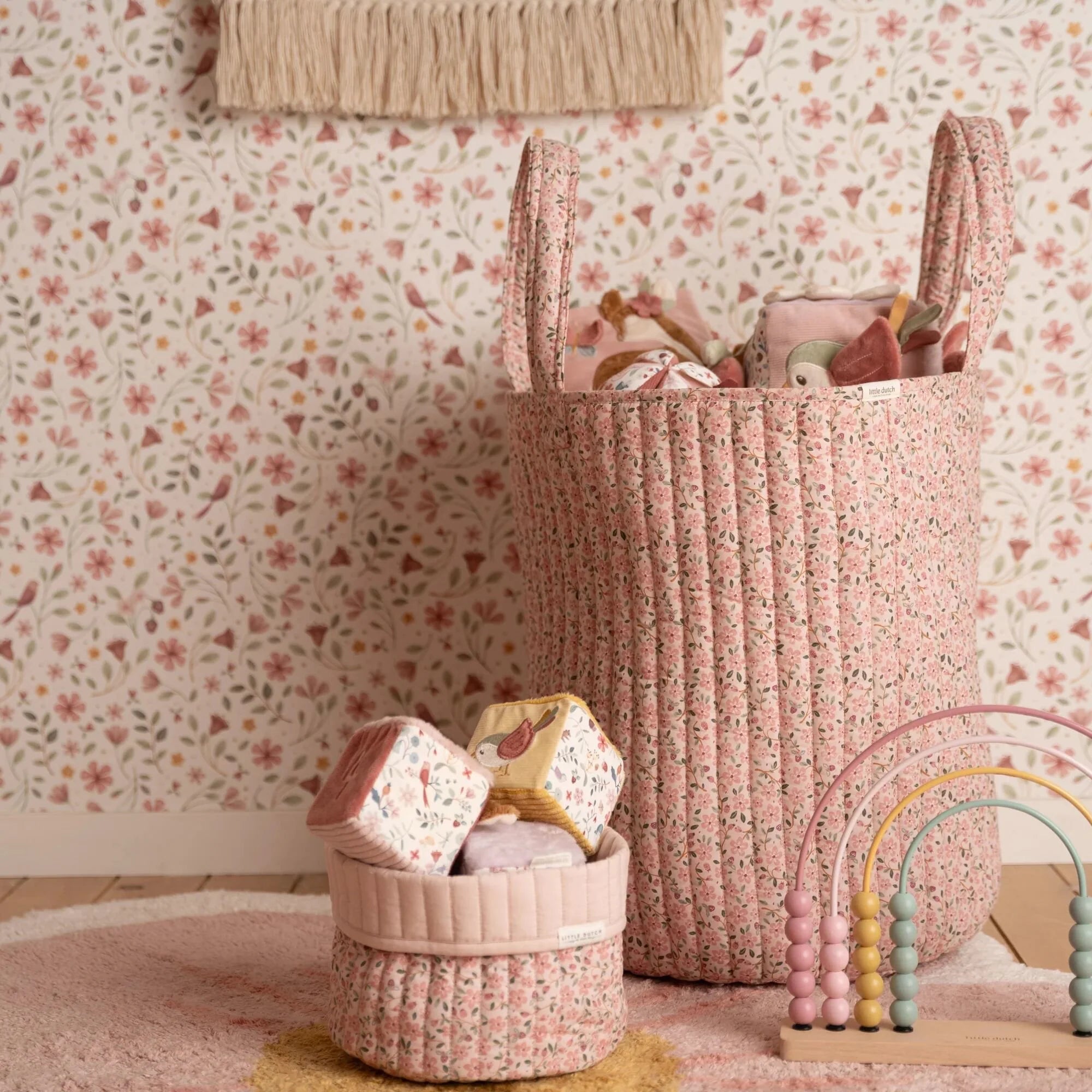 Opbergmand XL - Roze - Fairy Floral