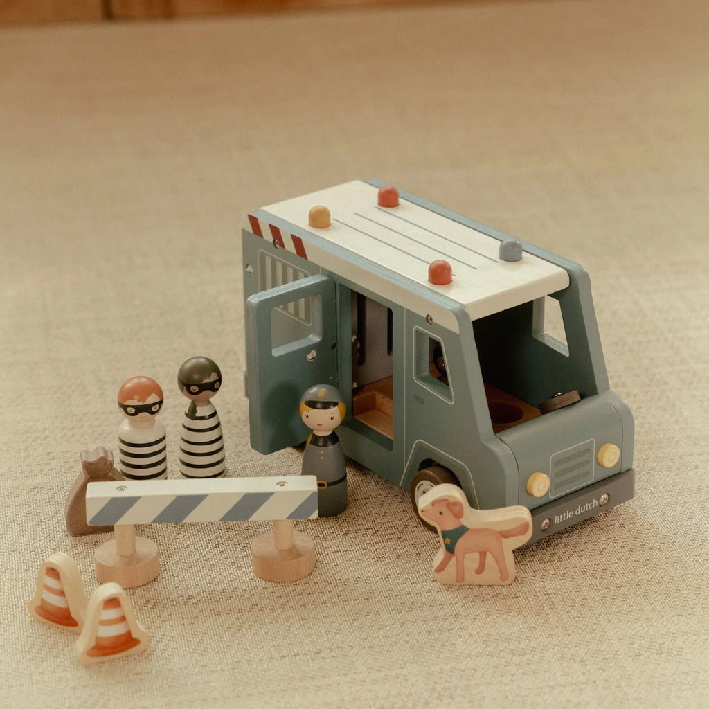 Houten politiewagen – Blauw – Essentials