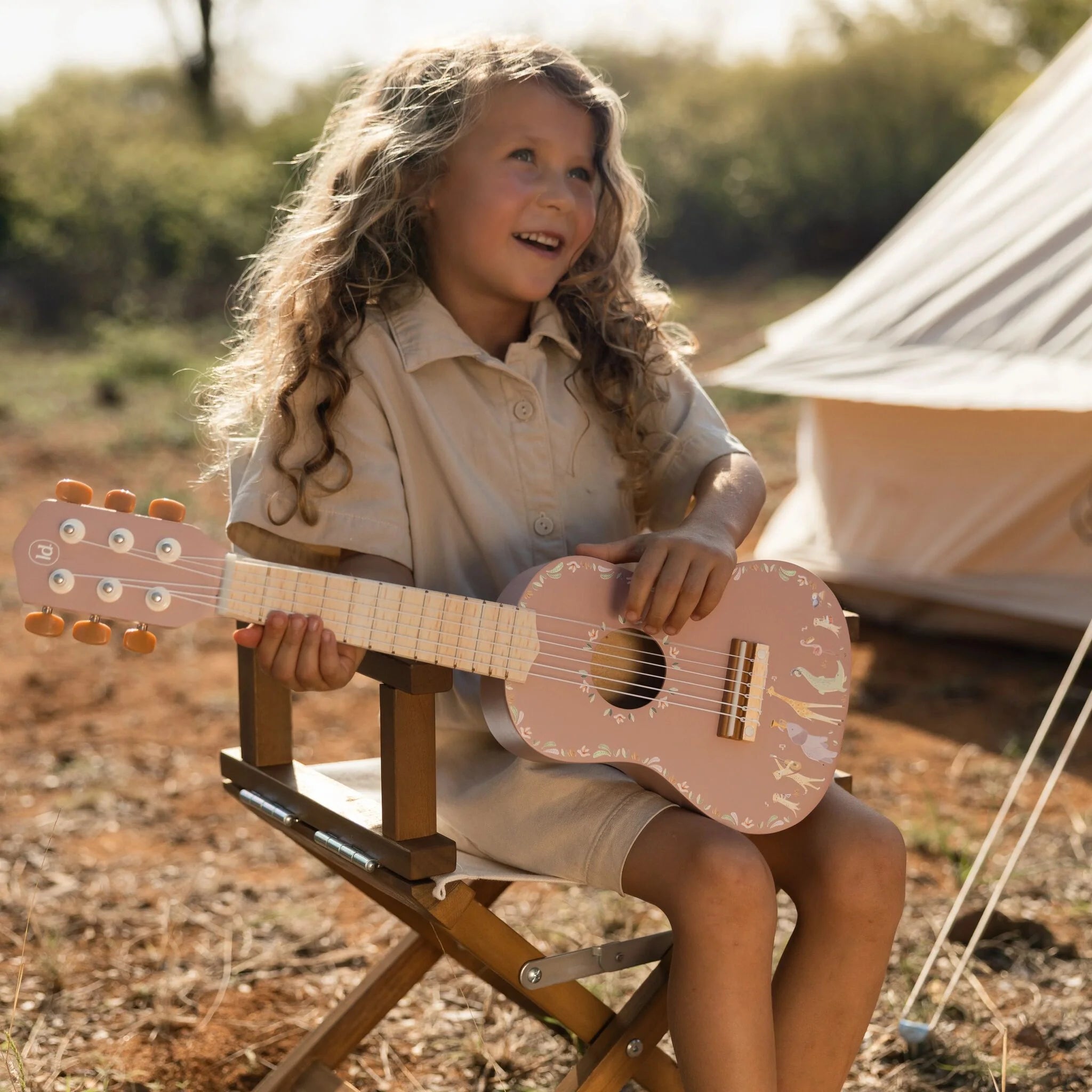 Houten gitaar - Roze - Safari Friends