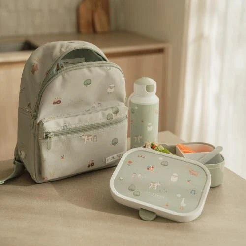 Lunchset - Pop-up drinkfles en lunchbox - Groen - Little Farm