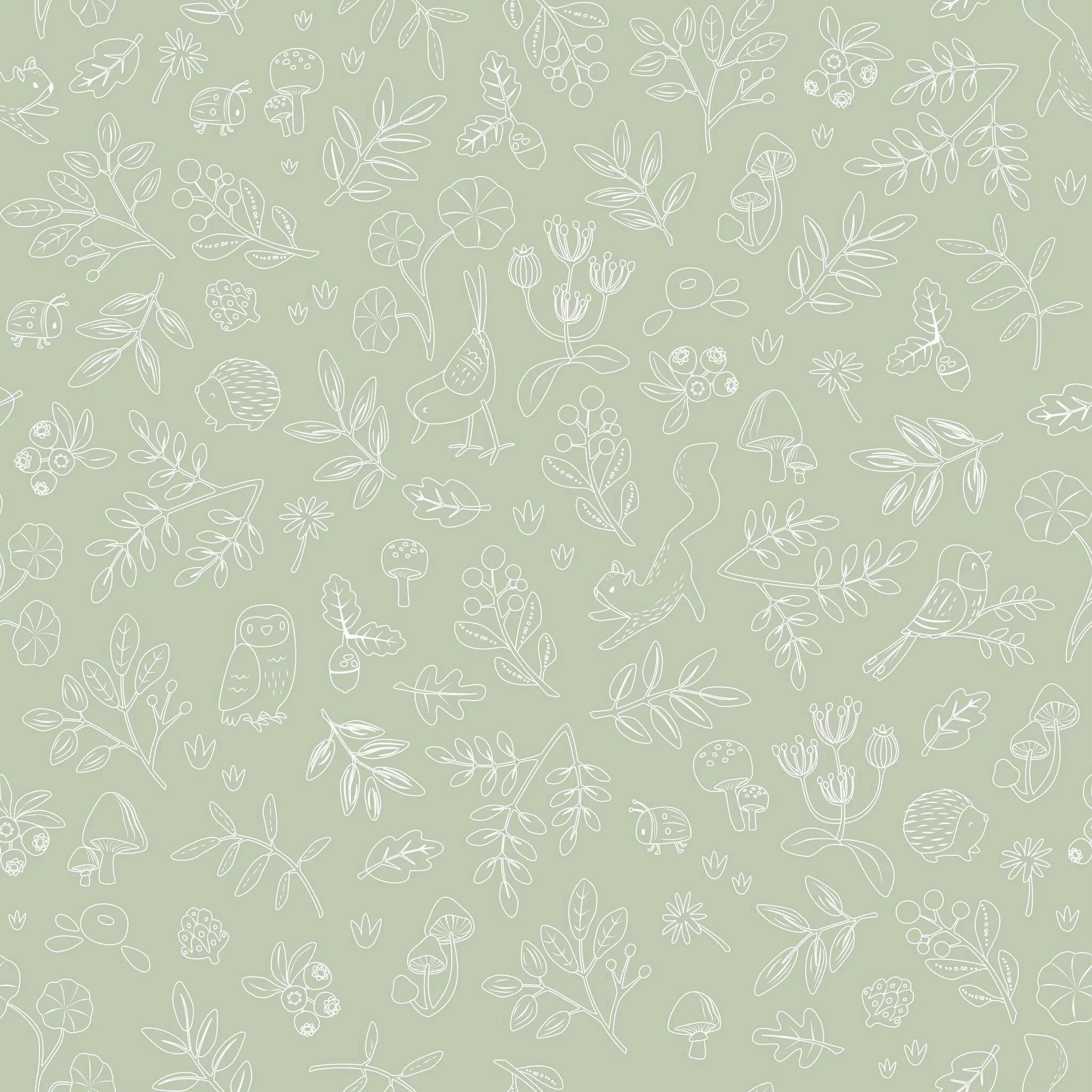 Behangstaal vliesbehang – Groen – Forest Friends – Forest Wonder
