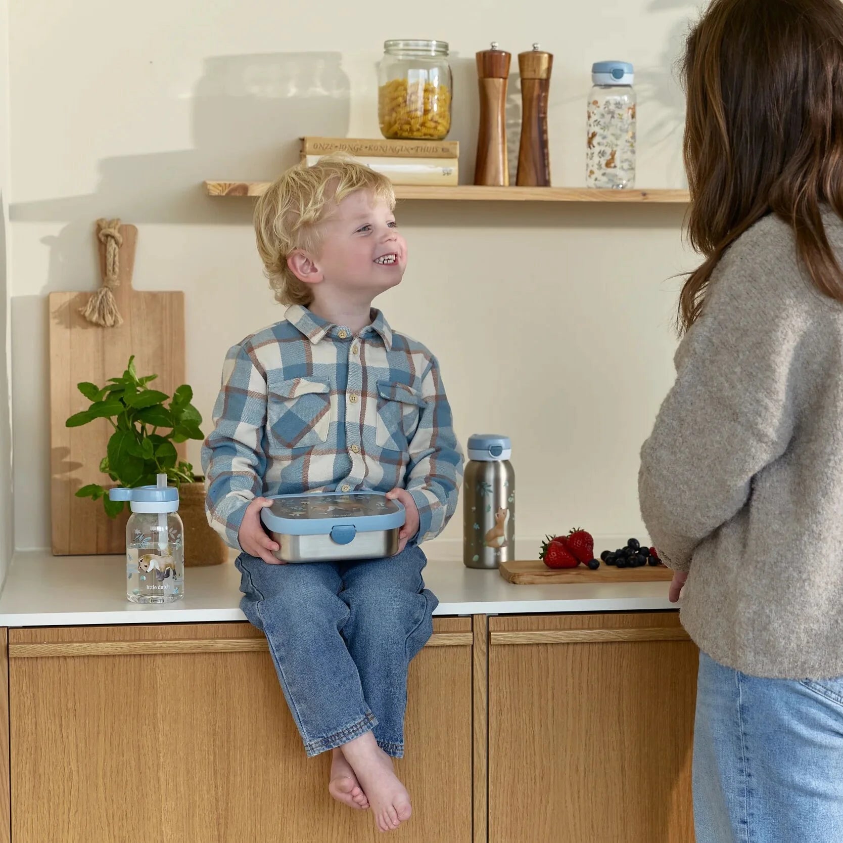 Mepal Drinkfles met rietje 450 ml - Blauw