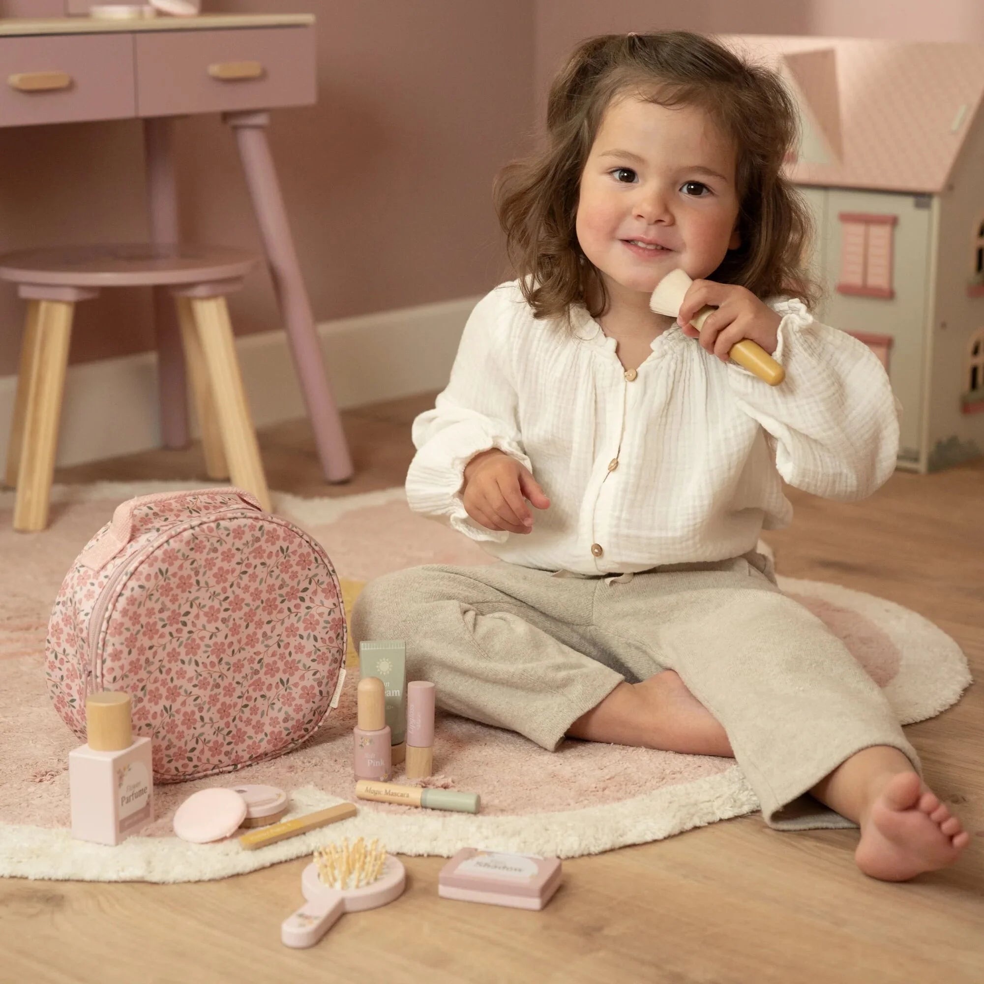Houten make-up set - Roze