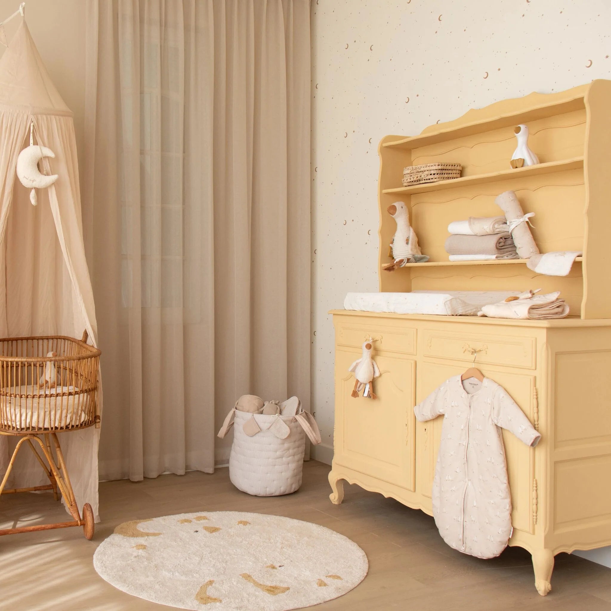 Aankleedkussenhoes - Wit - Newborn Naturals - Moon & Stars