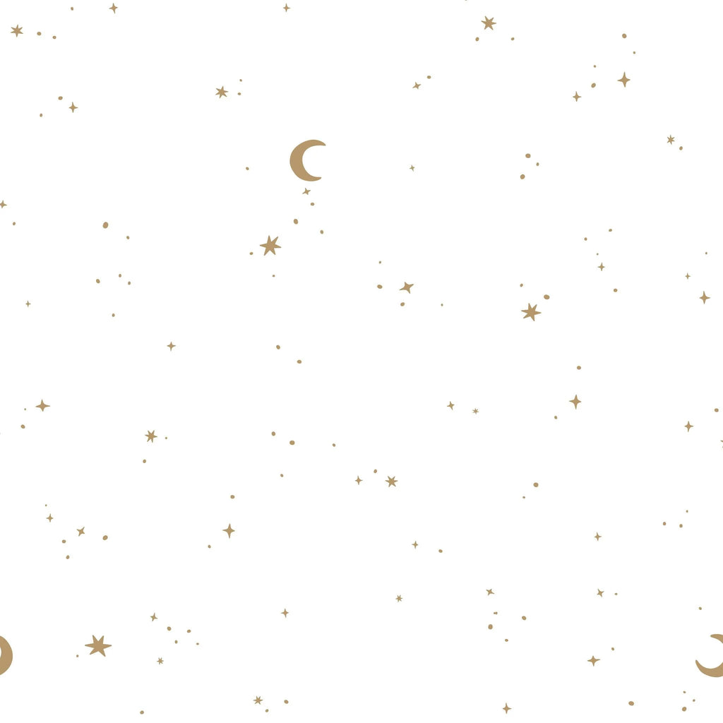 Vliesbehang – Wit – Newborn Naturals – Moon & Stars