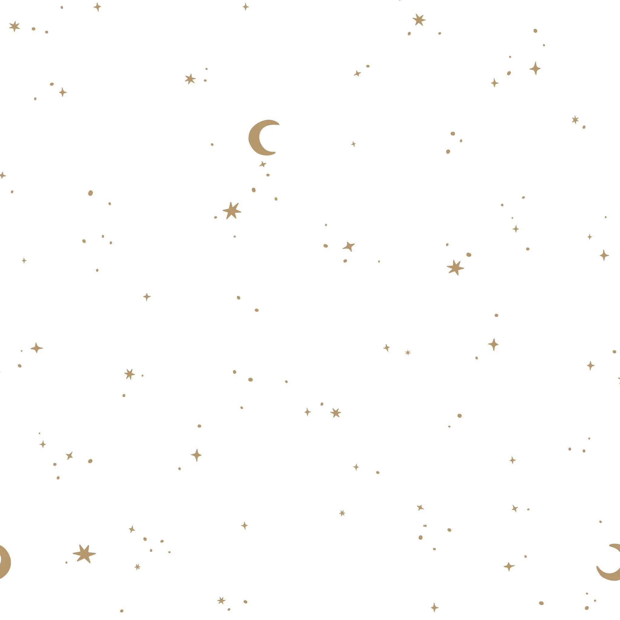 Vliesbehang – Wit – Newborn Naturals – Moon & Stars