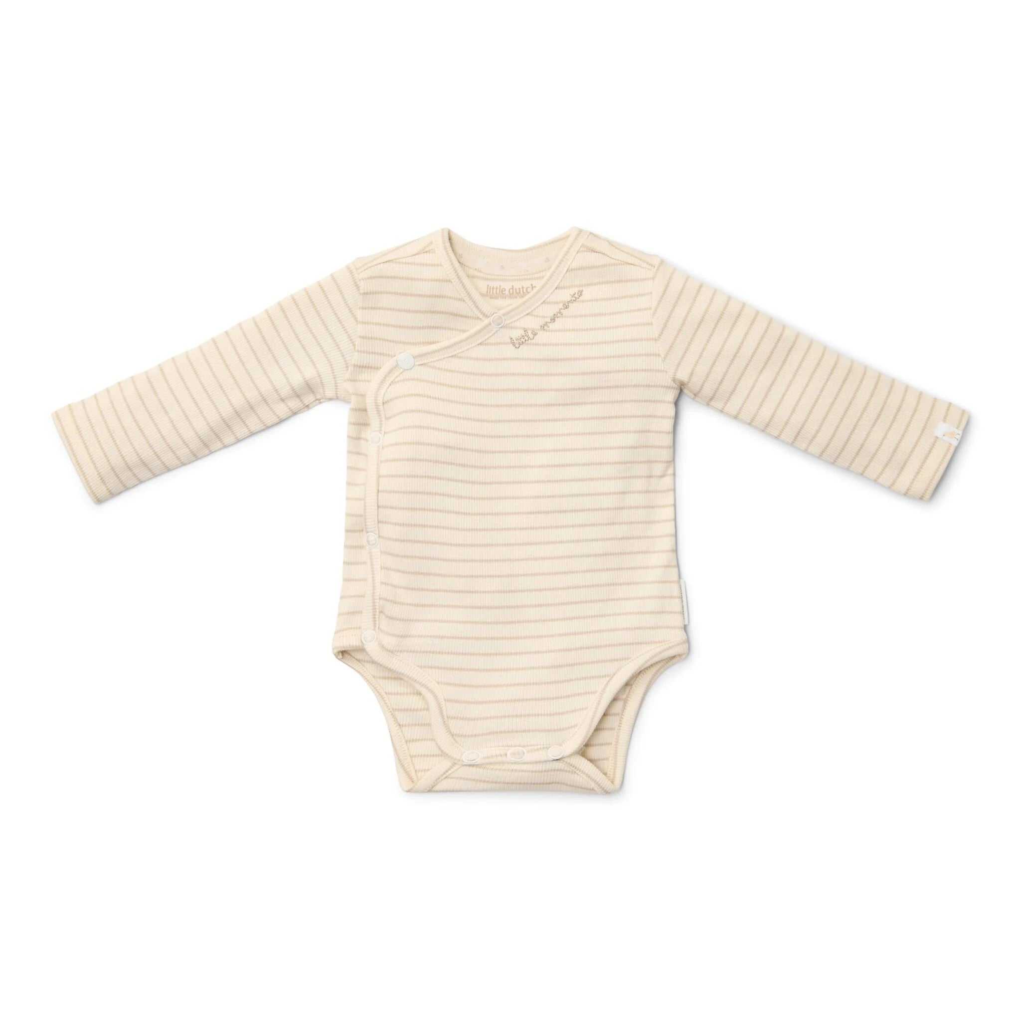 Romper overslag lange mouw - Beige - Newborn Naturals - Stripe