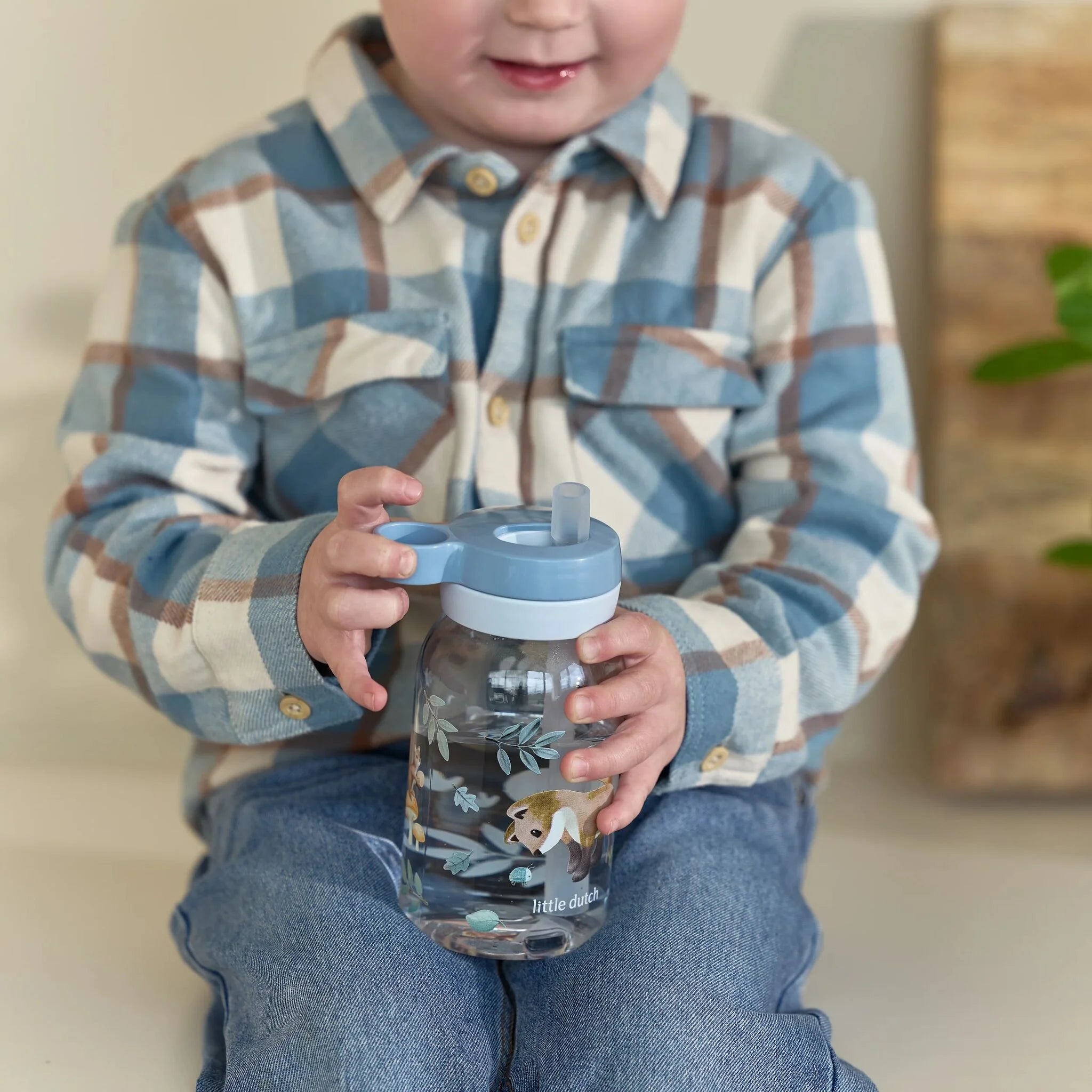 Mepal Drinkfles met rietje 450 ml - Blauw
